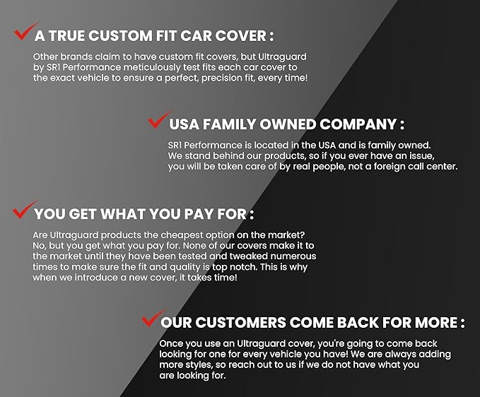 C6 Corvette Car Cover - Custom Fit Outdoor/Indoor UV & Rain Protection - Ultraguard Plus 300 Denier High End for 2005-2013 C6, Grand Sport, ZR1, Z06 Corvettes (Red/Black)