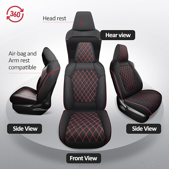 MIROZO Car Seat Covers for Toyota Rav4,Waterproof Rav4 Seat Covers Compatible with 2019 2020 2021 2022 2023 2024 2025 Toyota RAV4 Hybrid LE XLE Limited Seat Cover Full Set(Black and Red)
