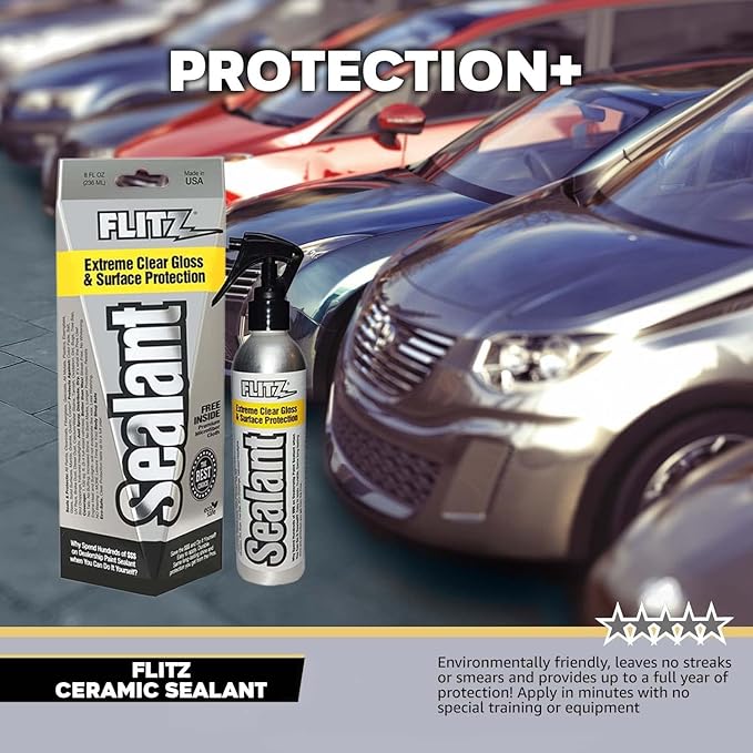 Flitz Ceramic Sealant - 8oz Bottle of USA-Made Ceramic Coating for Cars, Boats, Glass - Repels Water, Polishes, and Protects for 1 Year - Ceramic Car Spray (6 Pack)