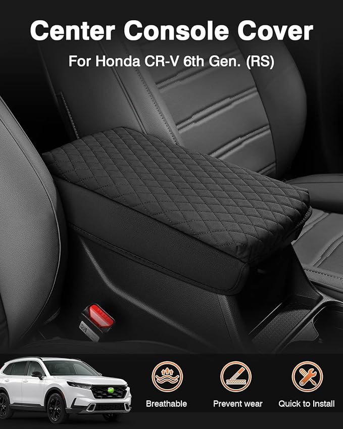 Shademax Center Console Cover for Honda CRV 2026 2025 2024 2023 Accessories CRV Armrest Cover Center Console Cushion Pad Leather Miiddle Console Lid Arm Rest Seat Box Cover Protector Anti-Scratch