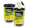 Tub O’ Towels TW75 Heavy-Duty 10" x 12" Size Multi-Surface Cleaning Wipes, Dual Texture, 75 Count Per Canister, 2 Pack