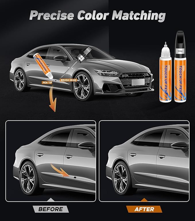 Touch up Paint for Cars, Car Scratch Remover for Vehicles, Car Paint Scratch Repair Automotive Touch Up Paint Pen for Rim, Wheel 2PCS (Grey+Varnish)