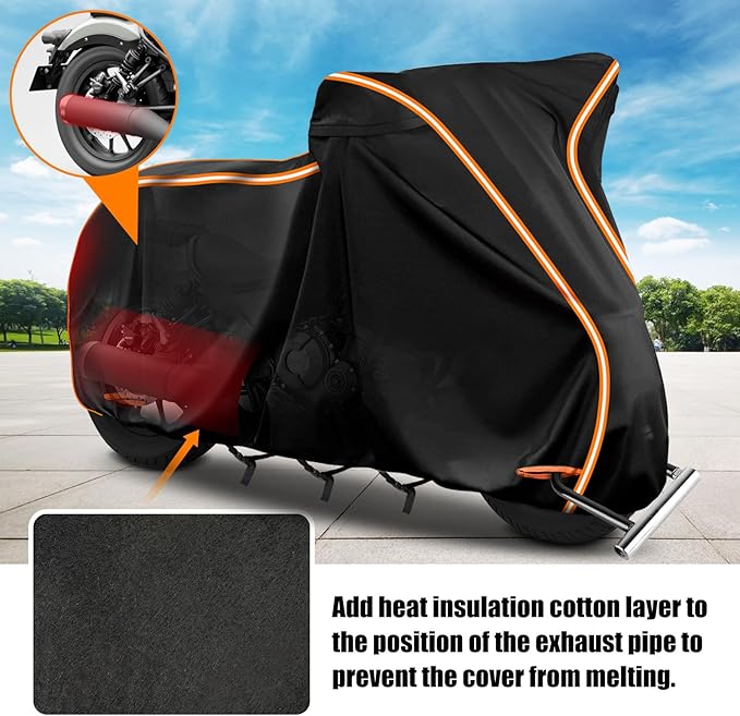 420D Motorcycle Cover for Honda Rebel 250 300 500 1100 Shadow 600 750 1100 / Vtx 1300 1800 / Fury / VT750,Outdoor Bike Cover Windproof Heavy Duty Waterproof Protection