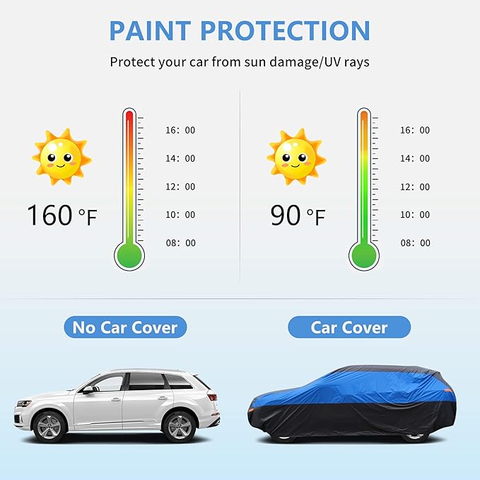 SUV Car Cover Waterproof All Weather, Cover Full Exterior Cover Windproof Outdoor Full Car Cover UV/Snow/Hail/Dust Protection Fit SUV Jeep-Length 182" to 190"
