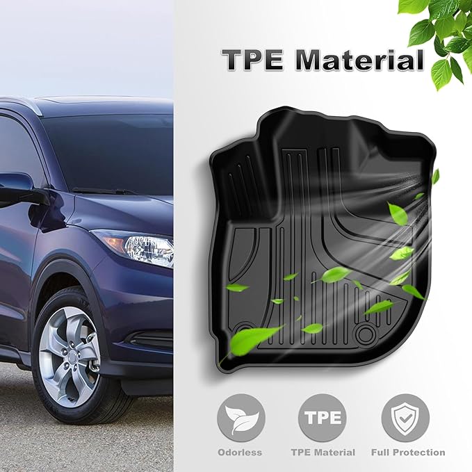 Floor Mats Fit for Honda HR-V HRV 2016-2022 - Front and Rear Row Liner Automotive Floor Mats - All-Weather Protection TPE Car Floor Liners HRV Accessories Black