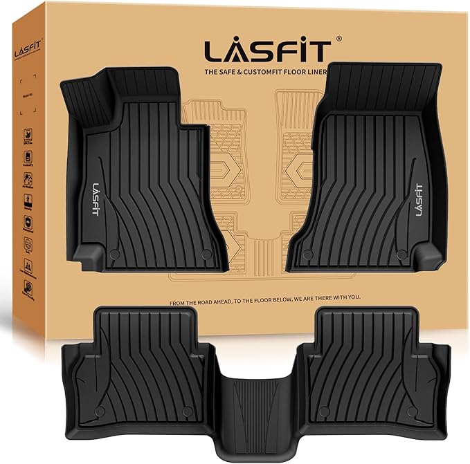 LASFIT Floor Mats for Mercedes Benz E Class 2017-2023 Fit Sedan & Wagon Only, E300 / E350 / E400 / E43 AMG / E450 / E53 AMG / E550 / E63 AMG S, All Weather TPE Floor Liners for E Class, 1st & 2nd Row
