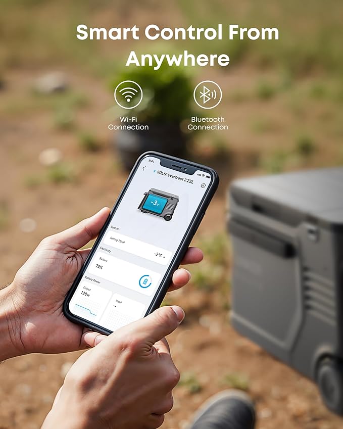 Anker SOLIX EverFrost 2 23L Cooler, 24 qt Car Refrigerator, Electric Cooler with 288Wh Battery, Powered by AC/DC or Solar, for Camping, Travel, and Fishing, -4℉ to 68℉
