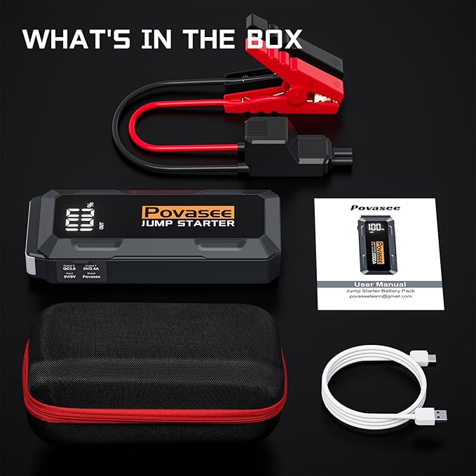 4000A Jump Starter 12V Battery Jumper Starter(10L Gas 10L Diesel Engine),Car Battery Jump Starter with 3" LCD Display, Power Bank/Dual Output/LED Light