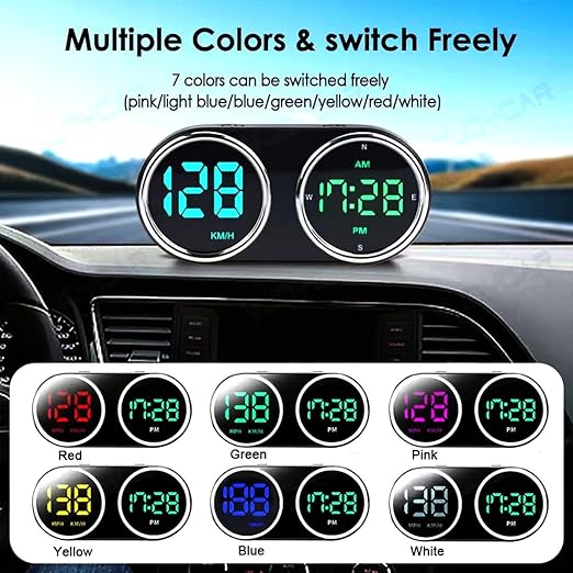 GPS Heads Up Display for Cars Digital Dashboard Speedomete with MPH/KMH, Universal HUD Display Car with 2M USB Cable and Clock, QC3.0 Fast Charger, Plug & Play for Car Boat Truck Motor SUV Golf Cart