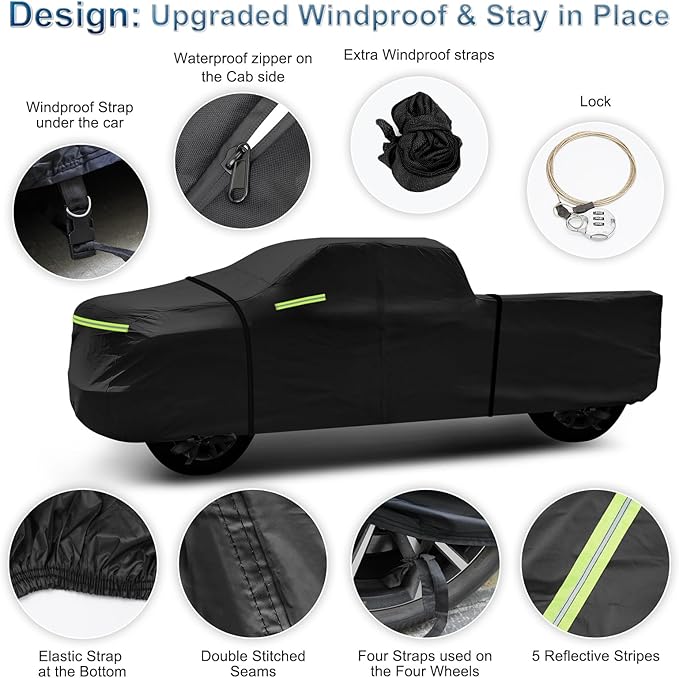 for Silverado 2500 3500 HD Crew cab Short Bed 6.6ft Truck Cover, Light Shell Outdoor Car Covers with Zipper Windproof Heavy Duty Protection for 2000-2022 Chevy Silverado 2500 è0HD (UP to 250''L)