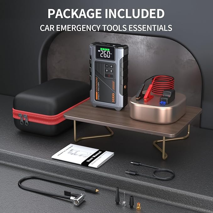 Portable Jump Starter with Air Compressor 4000A Peak with 150PSI Tire Inflator, Jump Box for 12V Car Battery Power Booster Pack (Up 8.0L Gas/6.5L Diesel Engine)
