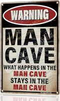 'What Happens Here, Stays Here!' Funny Man Cave Decor for Men | 12x8″ Durable Vintage Metal Man Cave Signs Wall Decorations for Basement/Garage/Mancave, 2357