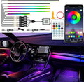 Interior Car LED Lights, RGB Dream Color Acrylic LED Lights for Car, Ambient Lighting Kits with Wireless APP and RF Remote Control, Music Sync Dynamic Chasing (6 in 1)