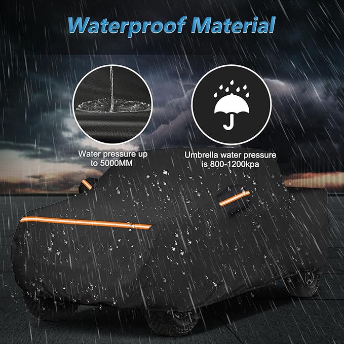 Waterproof Car Covers for Toyota Tacoma Double Cab-6ft Bed 2016-2025, Waterproof 420D Oxford Cloth Cover Outdoor Full Car Covers with Zipper Windproof Heavy Duty All Weather