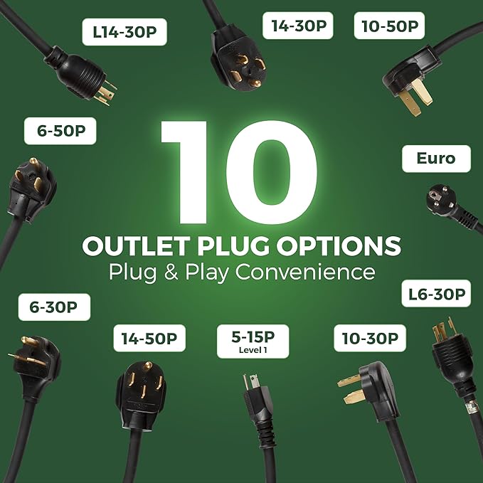 PRIMECOM Level 2 EV Charger 220/240V, 16A, 30ft & 50ft, Portable EVSE Electric Vehicle Charging Cable Compatible with Bolt Volt Leaf BMW i3 Fiat 500e Clarity NIRO Prius (30 Feet, 10-50P)