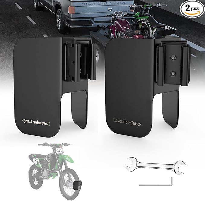 Motorcycle E-Track Wheel Chock,E Track Dirt Bike Wheel Chock fits tire 2" to 6",Heavy Duty 10 Gauge Steel E Track Motorcycle Wheel Chock,Black Dirt Bike Wheel Chocks for Trailer/Garage/Truck(2 Packs)