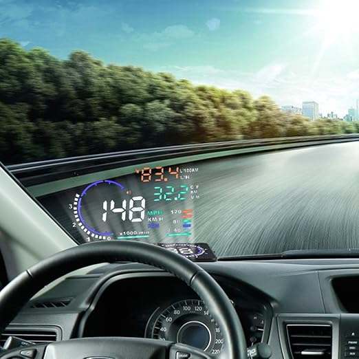 VGEBY 5.5'' OBD II Car HUD Auto Windshied Reflective Screen Speed Display Hud Display Car Hud Screen Heads-Up Display Speedometer Fusion 2016