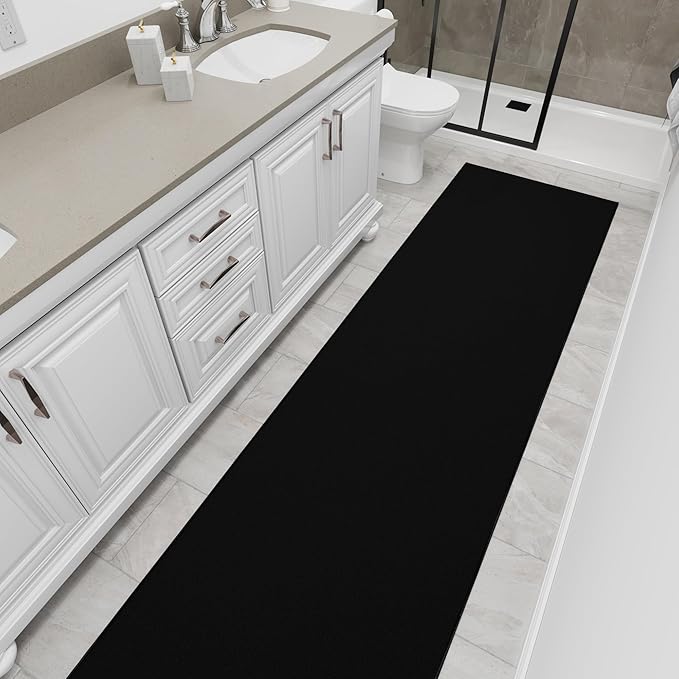 Ottomanson Hallway Runner Rug 2'7" x 9'10" Non Slip Solid Area Rugs Easy to Clean Laundry Rug Runner Durable & Pet Friendly Floor Carpet Runners for Hallways Entryway Living Room Kitchen, Black