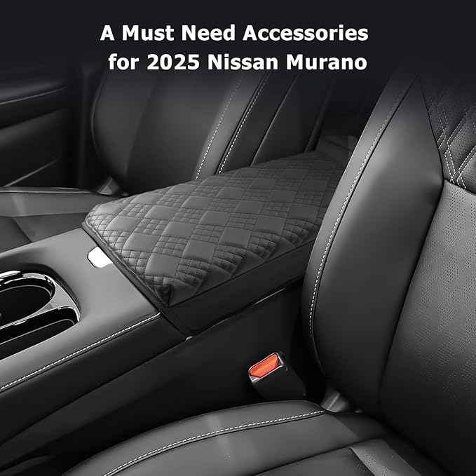 LUWU 2025 Murano Center Console Cover Compatible with 2025 Nissan Murano Accessories 2025 Murano SL/SV/Platinum Armrest Cover Center Console Pad Armrest Console Cover (Thick Black)
