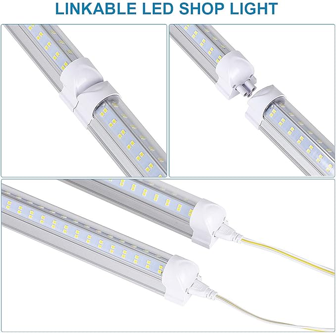 4 Pack,Led Shop Lights, 4FT Led Shop Light,60W 5000K 9500LM Clear White,Led Shop Light 4FT 110V Linkable Integrated V-Shape for Shop Garage,Warehouse,