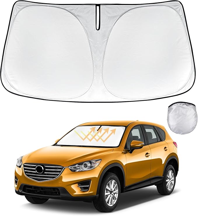 for Mazda CX5 Foldable Windshield Sun Shade for 2016 2015 2014 2013 Mazda CX-5 CX5 Custom-Fit Car Windshield Cover Sunshade UV Protector, Auto Window Shades for Front Windscreen Accessories