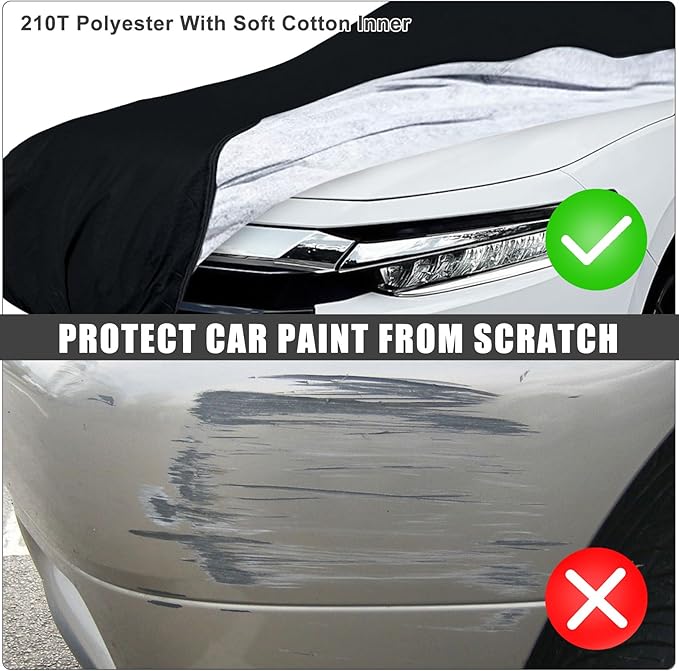 Waterproof Car Cover Compatible with Toyota Venza 2009-2024, Black 210T Inside Cotton Cover with Door Zippers for Snow Rain Dust Outdoor Protection