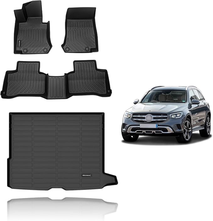 KELCSEECS Floor Mats & Cargo Liner Custom for Benz GLC 250 | 300 | 350e 2022-2016 (Not for Coupe) Car Mats Automotive Cargo Mat Floor Liners Trunk Mat GLC All Weather Trunk Liner