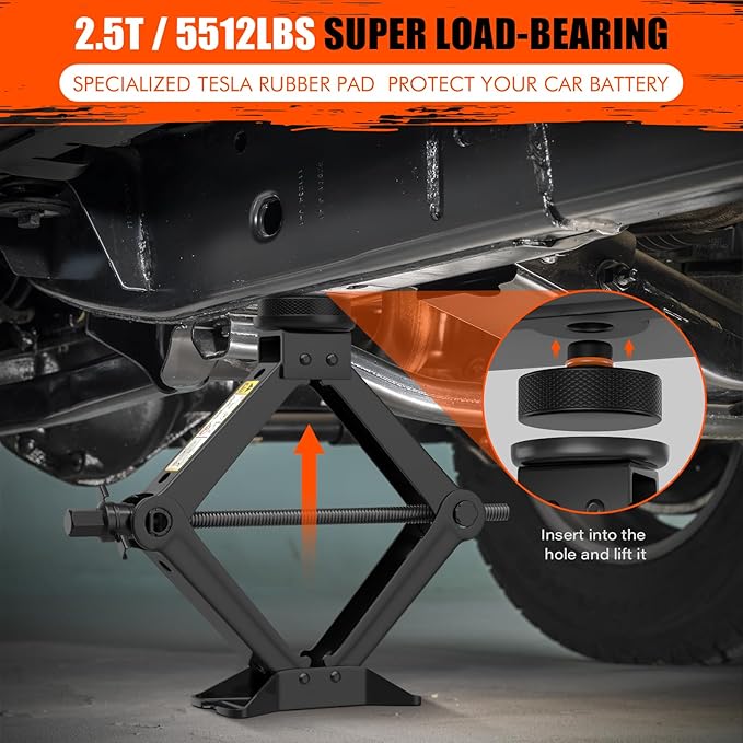 Car Jack for Tesla Model Y Model 3, IMAYCC 2.5 Ton Tesla Car Jack Kit with Pucks/Pad, Scissor Jack for Model Y/3/S/X Spare Tire Repair Tools, Tire Changing Kit for Tesla Vehicles.