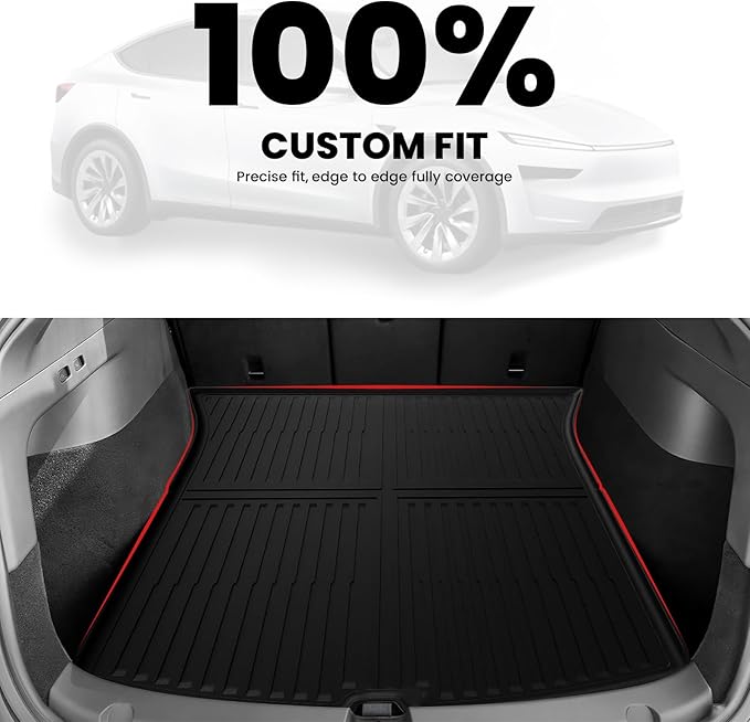 LASFIT Trunk Mats for Tesla Model Y Juniper 2025/2026 Cargo Liners Car Accessories, Custom Fit TPE All Weather Trunk Liners Frunk Rear Sub Trunk Mats Set 4PCS