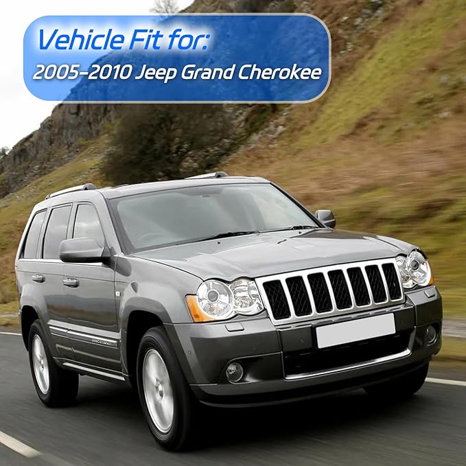 Rain Guard Fit for 2005-2010 Jeep Grand Cherokee, Outside Mount Side Window Visor Deflector, Dark Smoke Vent Shade Shield, 2005 2006 2007 2008 2009 2010, 4pcs