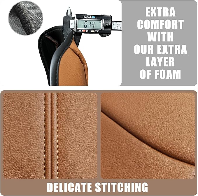 Muslogy Center Console Cover Compatible with Honda Pilot 2023 2024 2025, 2024-2026 Ridgeline/Passport Accessories Armrest Pad Lid Cushion Console Protector Vegan Leather Extra Soft(Light Brown)