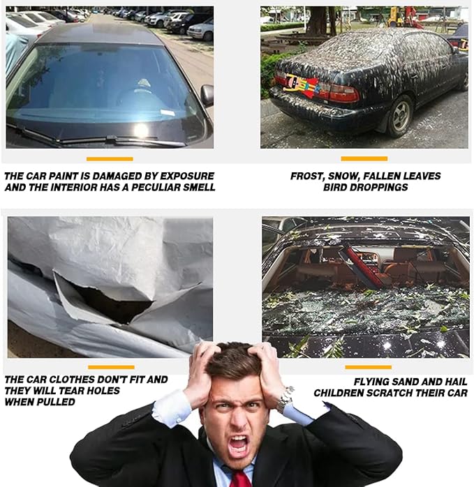 TUCAREST 6-Layers Premium Full Car Cover Hard Shell Zipper Design Waterproof All Weather Weatherproof UV Sun Protection Snow Dust Storm Resistant Outdoor with Straps (Fit for SUV/MPV 181"- 190")