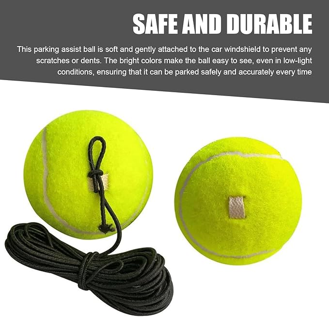 2PCS Garage Tennis Ball Parking Aid, Precise Car Stop Indicator with Non-Elastic String and Adjustment Buckle, Parking Stopper Assist for Garage Accessories