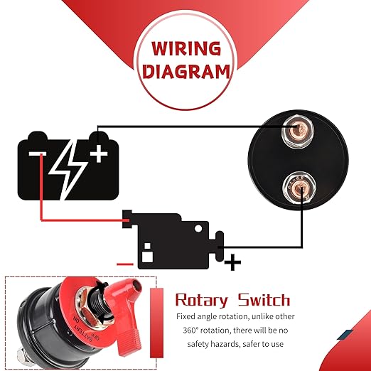 12V Battery Disconnect Switch with Panel, High Current Battery Cut Off Switch, Heavy Duty Kill Switch for Cars, Trucks, Boats, RVs, Forklifts and Heavy Equipment