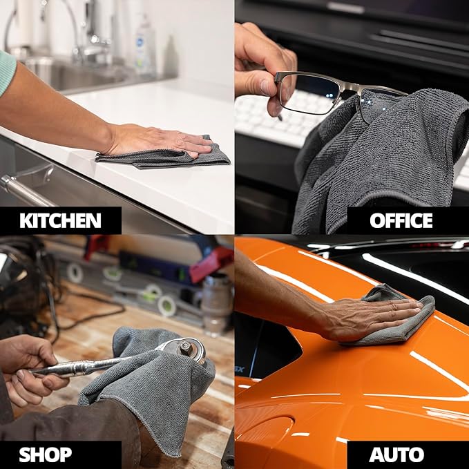 CERAKOTE Microfiber Towels (12 Pack) - Cleaning and Application Towels Durable Microfiber Material - 300 GSM Lint-Free Towel - Ideal for Car, Home, Shop and Office Cleaning