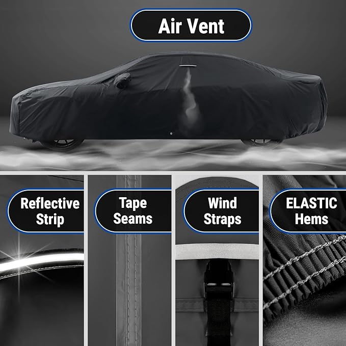 iCarCover Custom Car Cover for Buick Somerset (1985-1988) Waterproof All-Weather Rain Snow UV Sun Protector Full Exterior Indoor Outdoor Car Cover (Stripe - Black/Red)