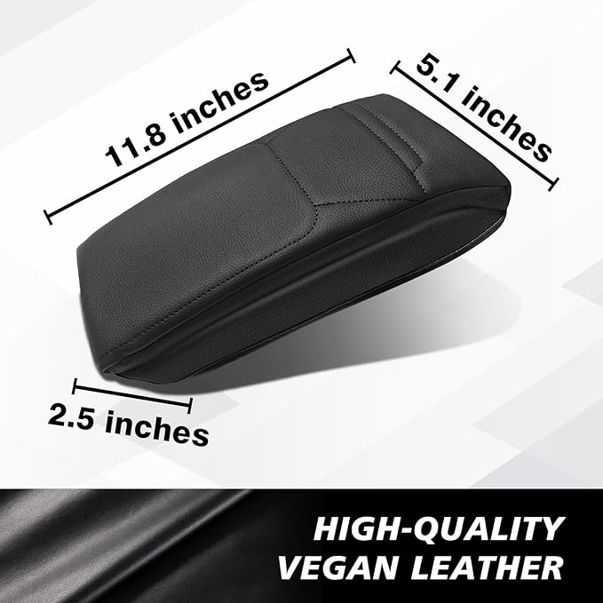 Muslogy Center Console Armrest Cover Compatible with Nissan Kicks S SV SR 2025 Comfort Armrest Pad Arm Rest Cushion Vegan Leather Protector 1-Inch Extra Thick