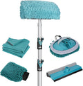 12FT Car Wash Brush with Long Handle, Car Cleaning Kit with Soft Wash Brush, Tire Brush, Window Squeegee, Microfiber Cleaning Head, Mitt, for House Siding, Auto Cars, Trucks, SUV, RV, Floors
