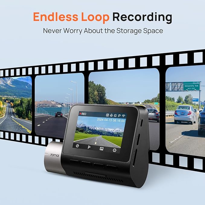 70mai Dash Cam Front and Rear A510,1944P+1080P with STARVIS 2 IMX675 and 64GB Card, Dash Camera for Cars, 4G LTE Support, ADAS, Built-in GPS WiFi, APP Control, HDR, 24H Parking Mode, Loop Recording