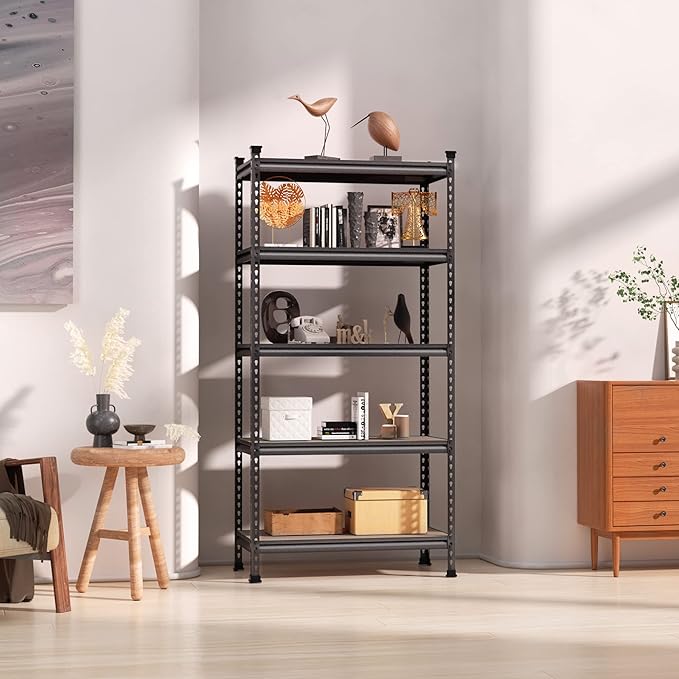 WORKPRO 5-Tier Metal Storage Shelving Unit, 36”W x 18”D x 72”H, Adjustable Storage Rack Heavy Duty Shelf with Particle Board, 4000 lbs Load Capacity (Total) for Garage Warehouse, Black/Silver