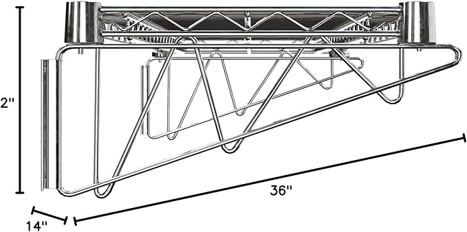 14" x 36" Chrome Wire Wall Mount Shelf