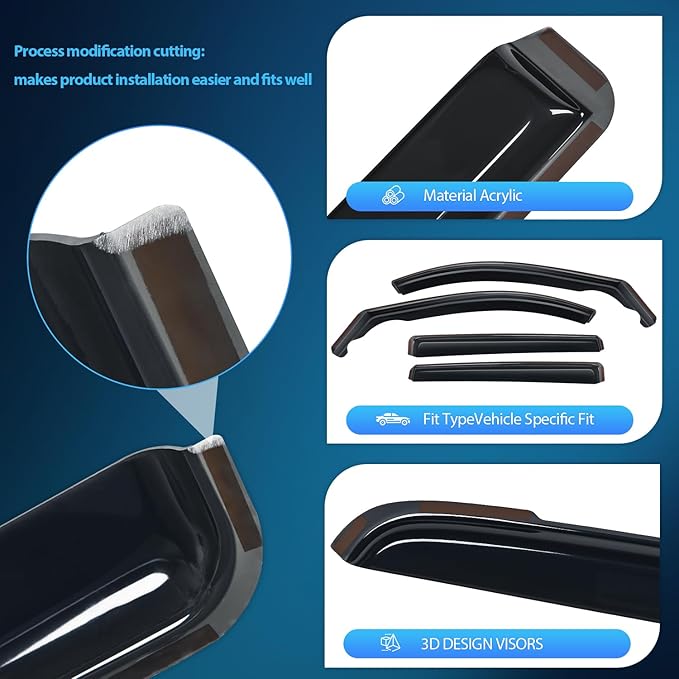 Nilight Durable in Channel Rain Guards for Honda CRV 2017 2018 2019 2020 2021 2022 Window Deflectors, Vent Window Visors-4pcs