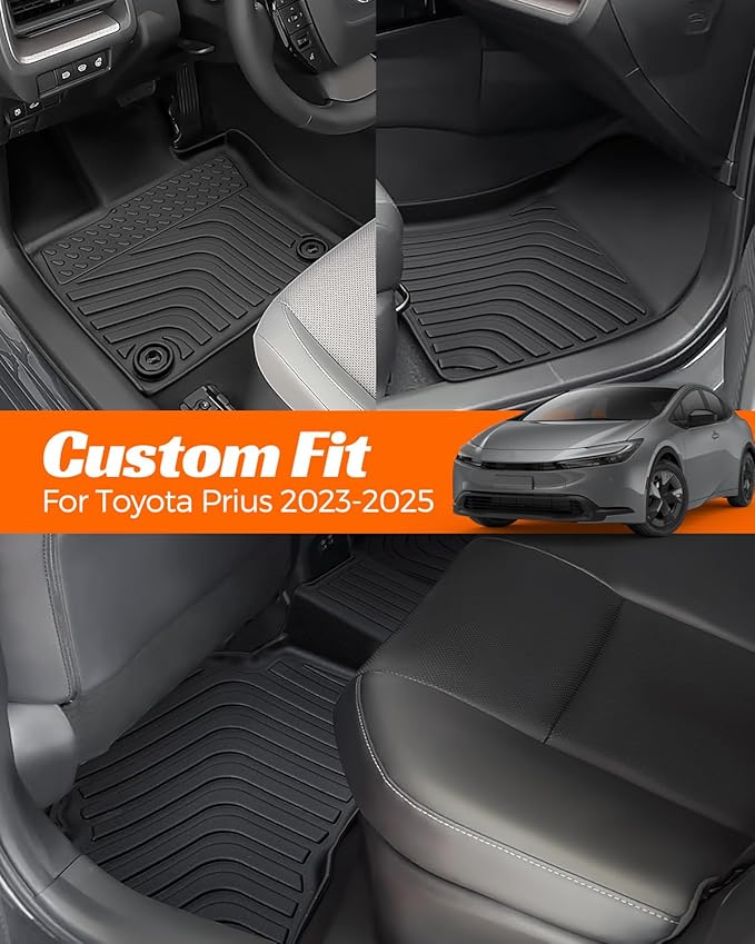 Floor Mats Cargo Liner for Toyota Prius 2023 2024 2025, All Weather Car Floor Mats for 5th Gen pruis 2023-2025, Non-Slip Waterproof Floor Liner Car Accessories for Prius LE XLE Limited Prime