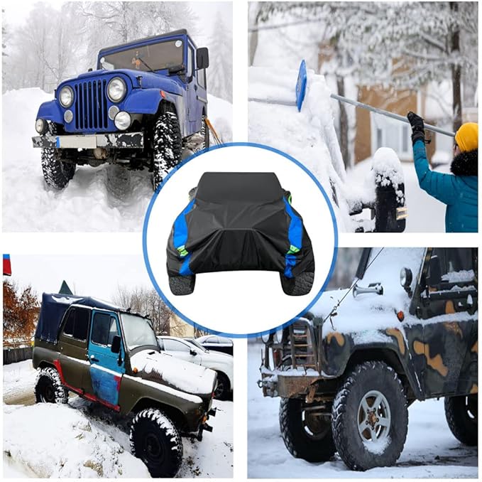 Avecrew for Jeep Wrangler Cover Waterproof 2 Door, All Weather for Jeep Rain Cover for Automobiles, Outdoor Full Exterior for Jeep Covers Fits JK JL TJ YJ CJ
