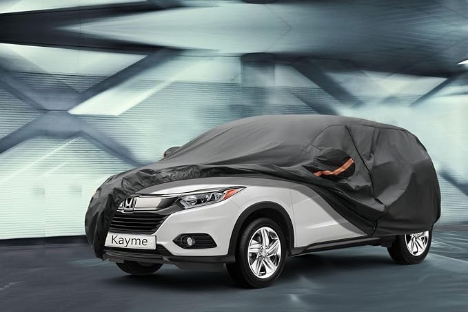 Kayme 7 Layers SUV Car Cover Custom Fit for Honda HR-V HRV (1995-2025) Waterproof All Weather for Automobiles, Outdoor Full Cover Rain Sun UV Protection.Black