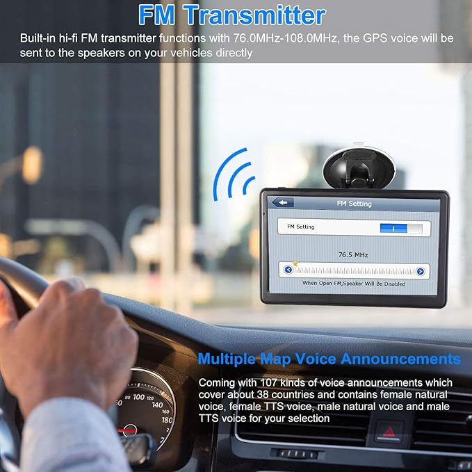 GPS Navigation for Car, Latest 2025 Map,7 inch Touch Screen Real Voice Spoken Turn-by-Turn Direction Reminding Navigation System for Cars, Vehicle GPS Satellite Navigator with(Free Lifetime Updates)