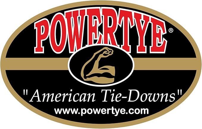 PowerTye - Made in USA - Heavy Duty Ratchet Tie Down Straps with Carabiner Hooks, Soft-Tye & Storage Bag, for Motorcycle, ATV, Trailer & Cargo, 1,000 lb WLL, 1.5 inch x 6.5ft Long, Red/Black (Pair)