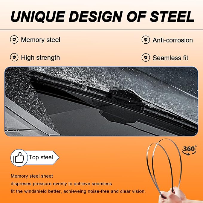 HULADAED® 24''+20''+11'' Windshield Wipers Replacement for Kia Soul 2010-2019;Kia Soul EV 2015-2019; Kia Sorento 2011-2015,Silicone Front Rear Wiper blades for MY Car-All Weather & Quiet(3 PACK)