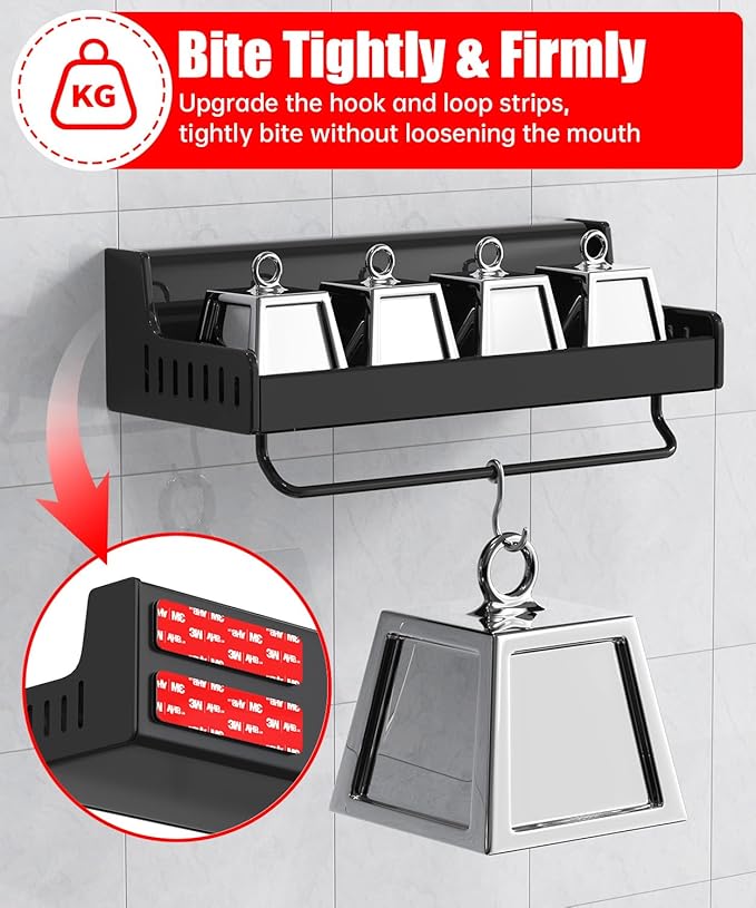 Hook and Loop Strips with Super Adhesive Heavy Duty, Made of 3M, Heat Resistant Waterproof, Outdoor or Indoor Use, 16 Sets Black 0.98x3.94 Inch