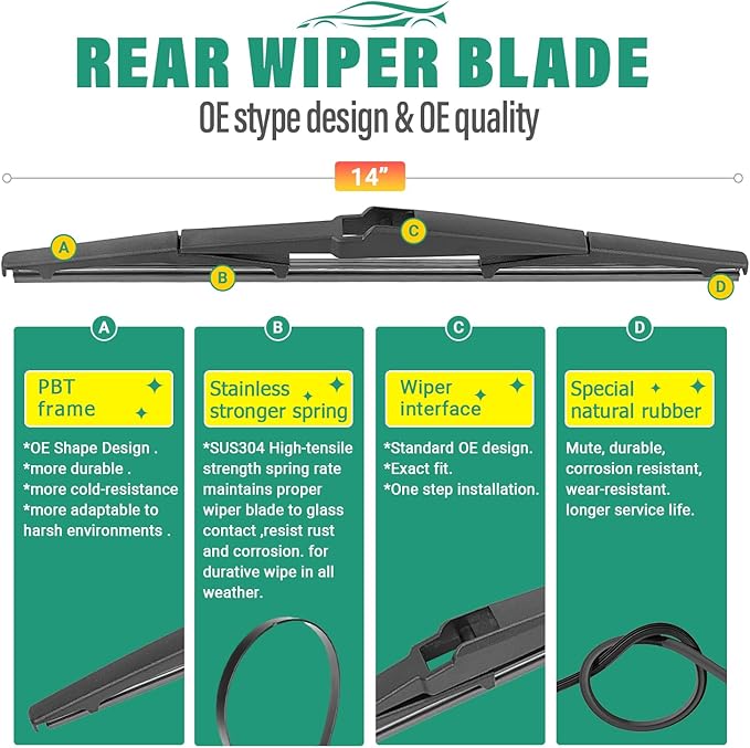 24" 18" 14" Windshield Wiper Blades for Mazda CX5 CX9 CX-5 CX-9 2017 2018 2019 2020 2021 2022 2023 -OEM Replacement Premium All season Wiper Blades (Set of 3)